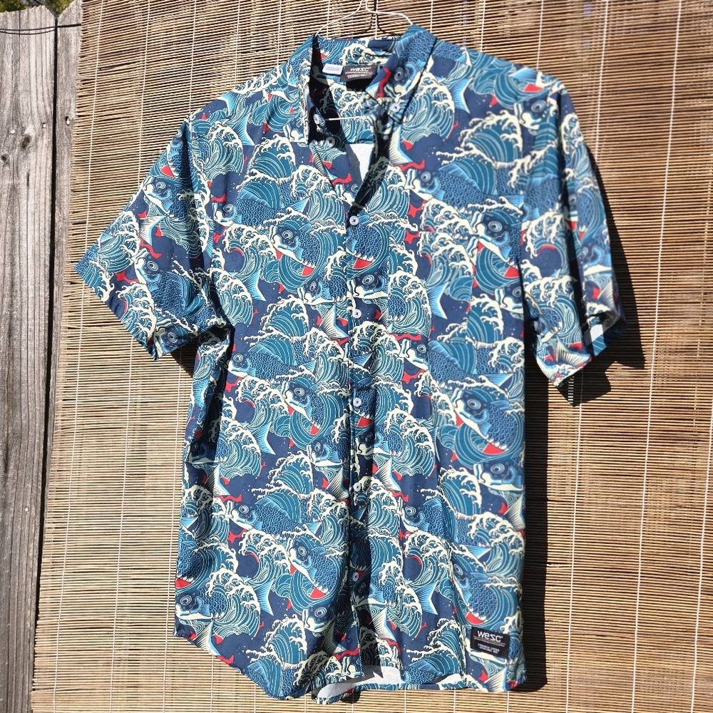 WeSC | Oden SS Shirt KOI AOP Button Down | Size Men’s Medium